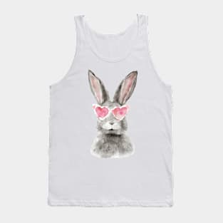 Smiling rabbit in heart-shaped glasses. Tank Top